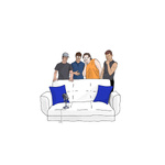 White Couch Blue Pillows