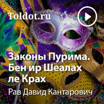 Рав Давид Кантарович — Законы Пурима. Бен ир Шеалах ле Крах